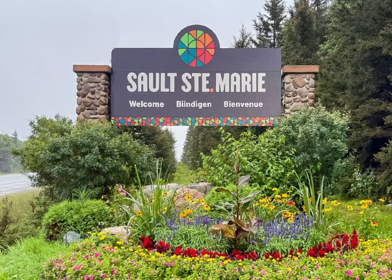 Sault Ste Marie - City sign and flower bed