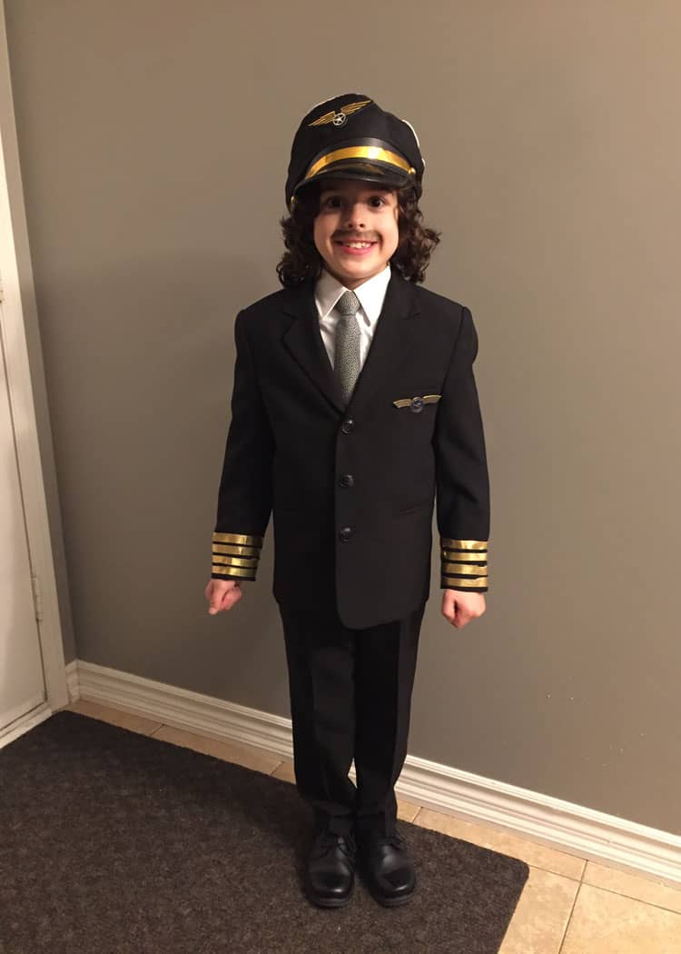 Boy in pilot costume