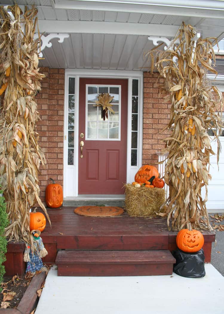 Halloween and Fall decorated-front-door