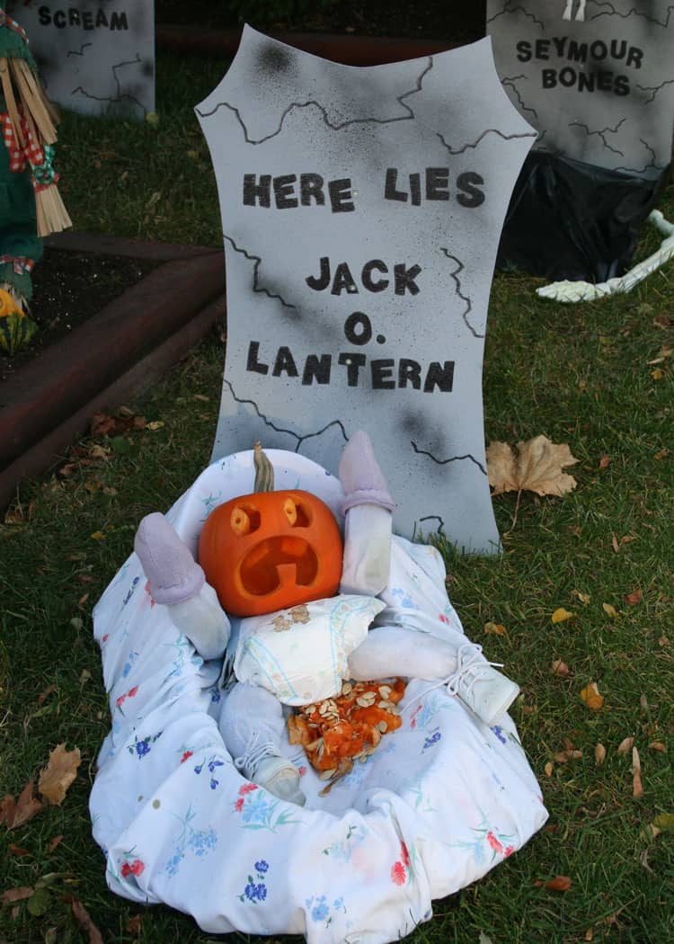 baby jack-o-lantern with pumpkin poop