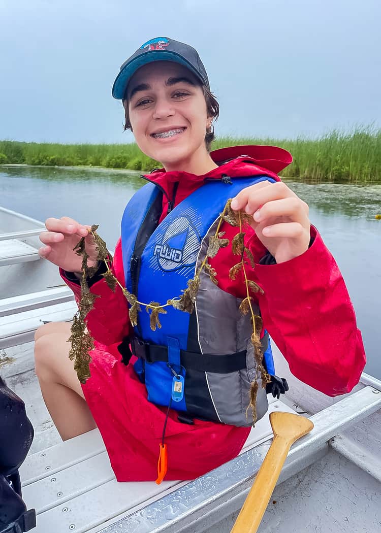 Point-Pelee-National-Park-Girl-holding-up-carniverous-marsh-plant